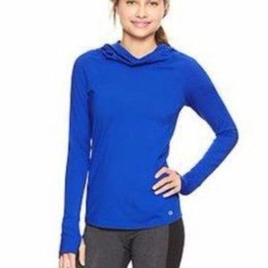 Gap Fit Run Power Brushed Athletic Pullover Hoodie Size Medium Power Blue